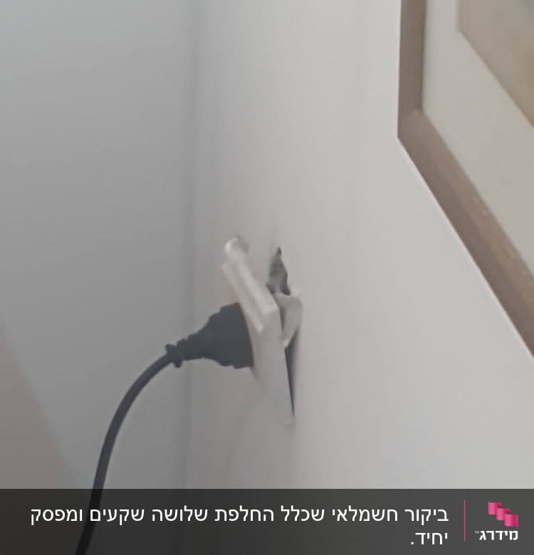שקע חשמלי עם תקע רופף בקיר לבן